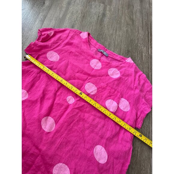 Grey Violet pink linen t-shirt big polka dot print top made in Italy shirt XL - Picture 6 of 9